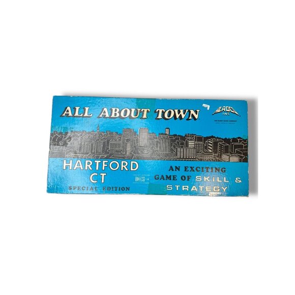 All About Town Hartford CT Board Game 1980s Aladdo Complete Vintage